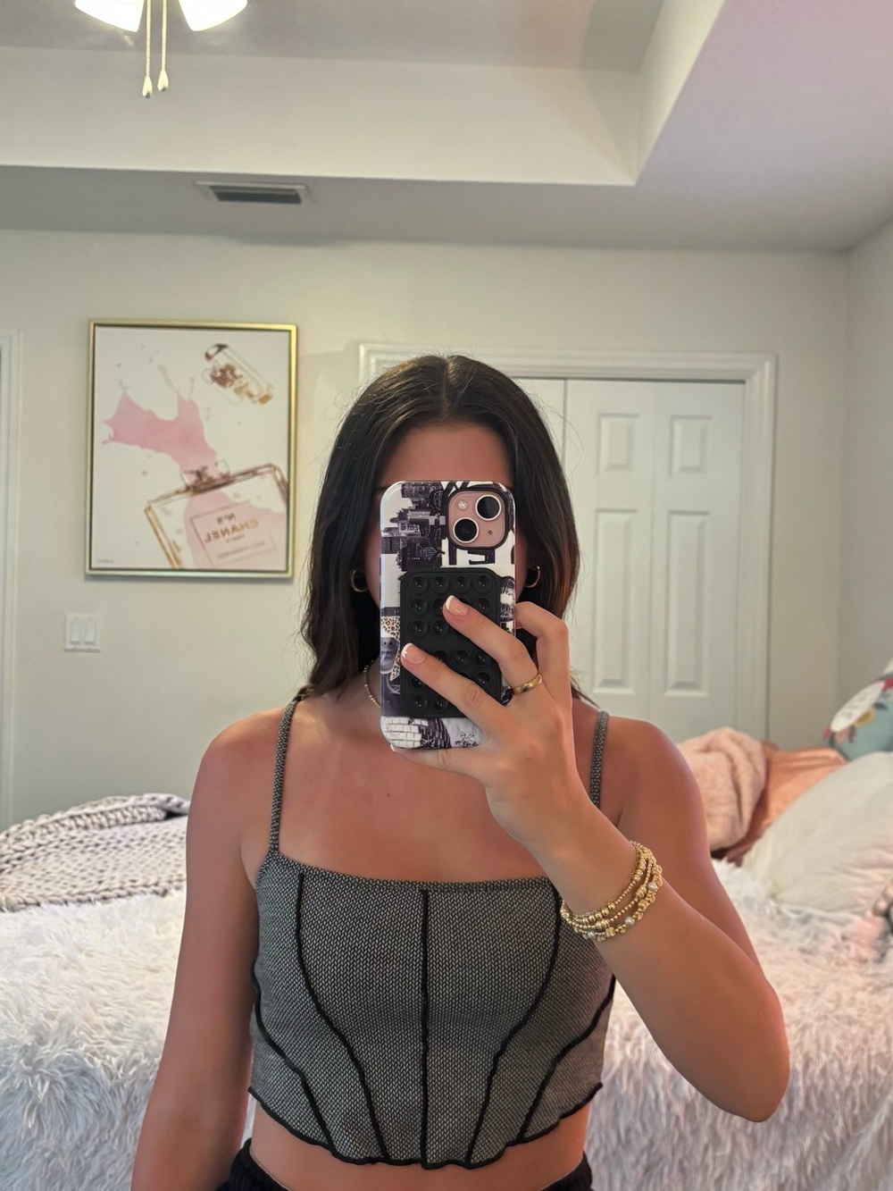 Black and White Mesh Crop Tank Top